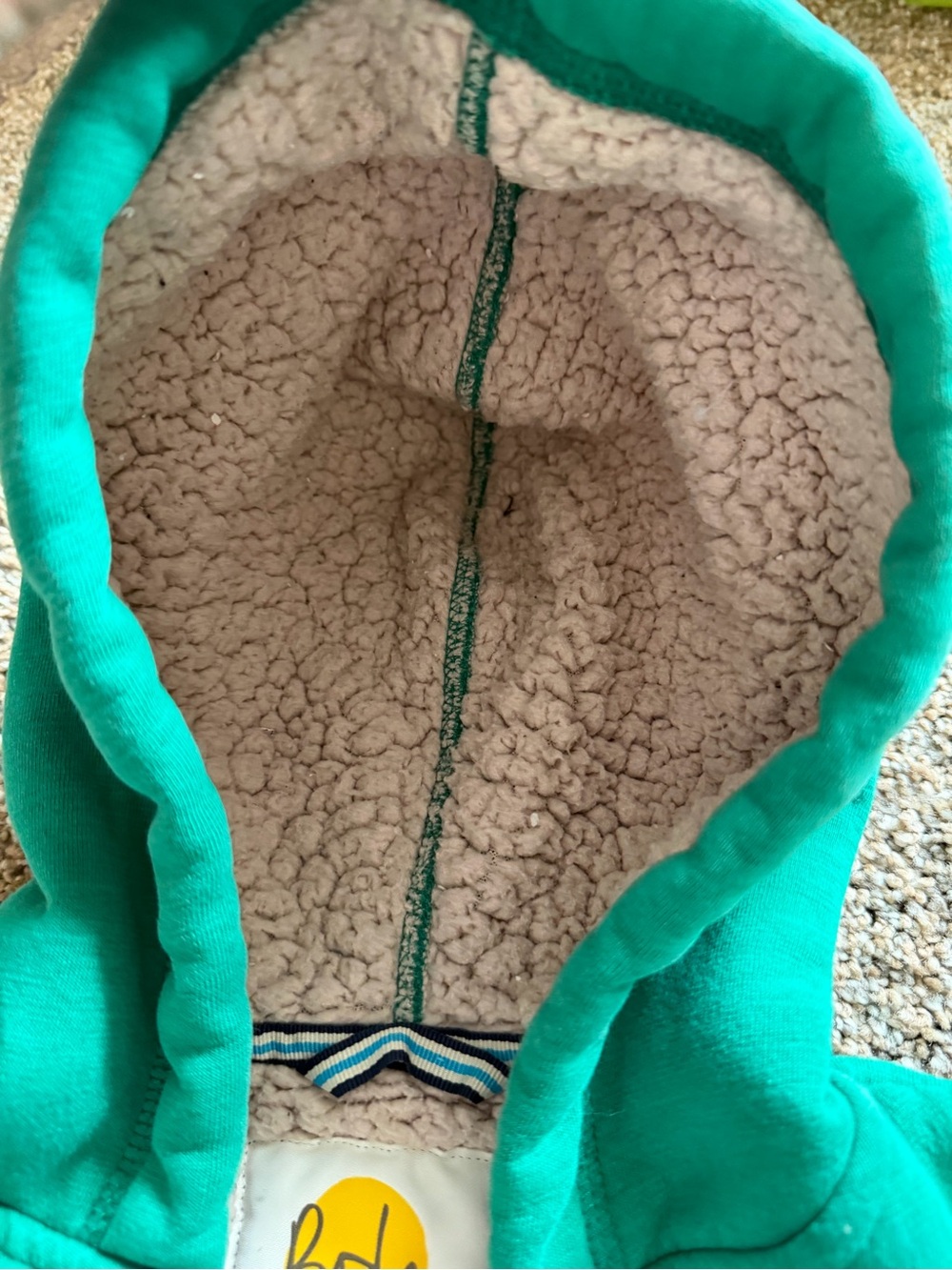 MINI BODEN Kelly Green Sherpa Lined Full-Zip Hooded Sweatshirt - Picture 3 of 6
